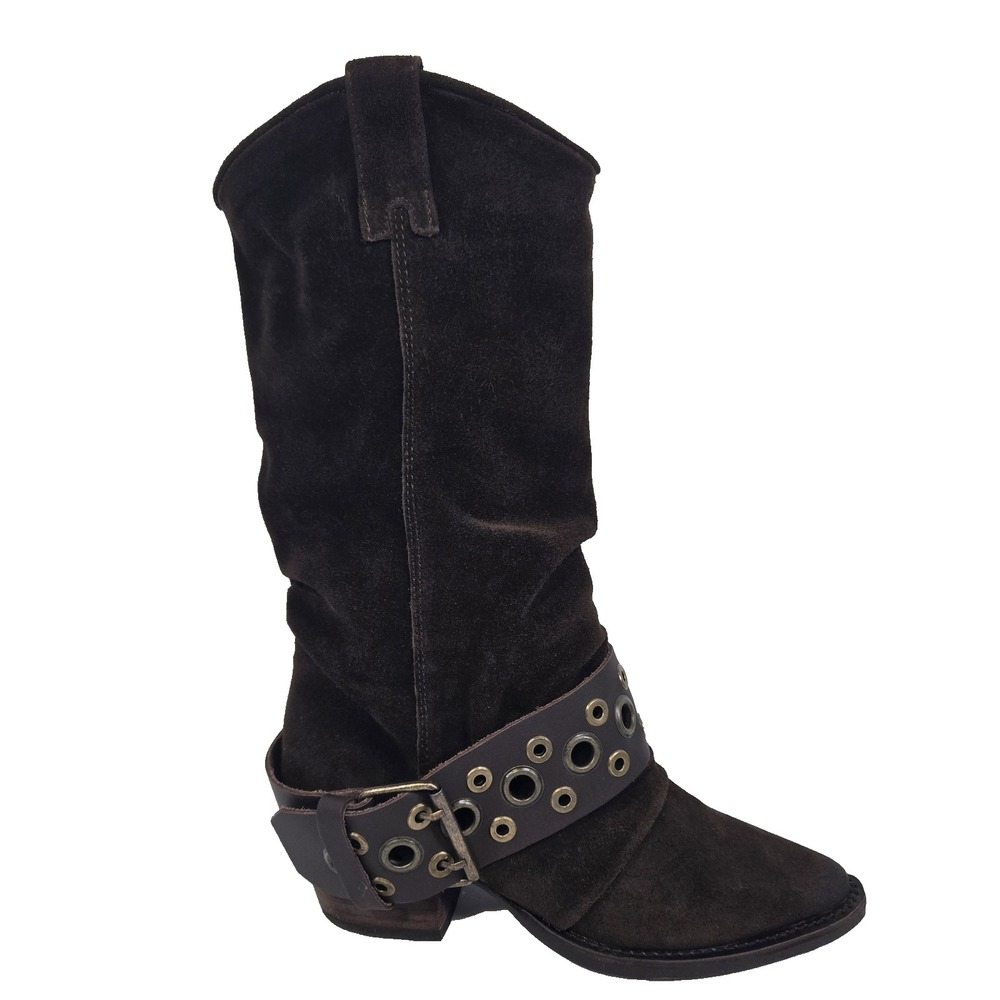 Steve Madden Womens 7.5M Ashwood Brown Suede Buckle Boot NWOT